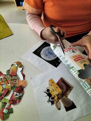 Recorte e pintura realizado pelas educadoras e crianças da Creche do Campanário.