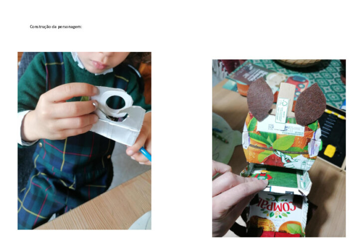 Elaboração do trabalho (2 fotos) pelo alunos em casa.
