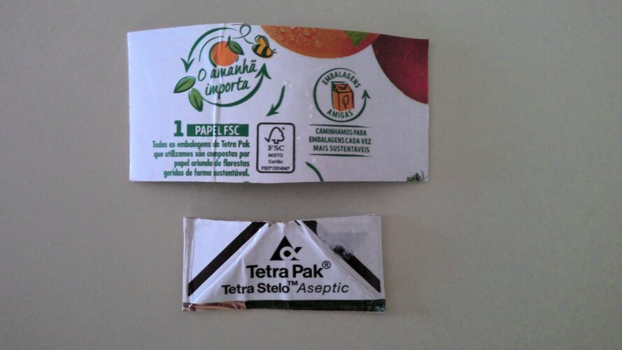 Símbolos FSC e Tetrapak das embalagens da Compal utilizadas no projeto.